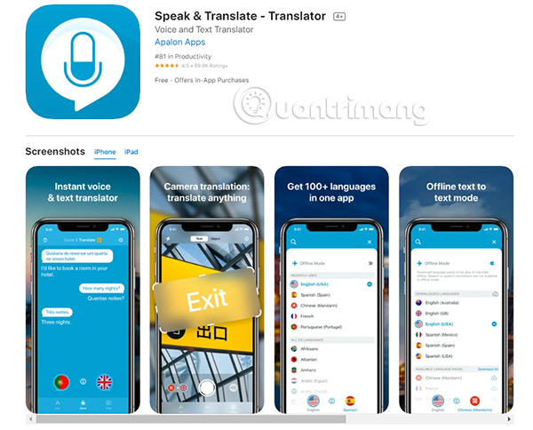 Speak & Translate: Ứng dụng dịch tiếng Việt sang tiếng Anh dành cho iOS