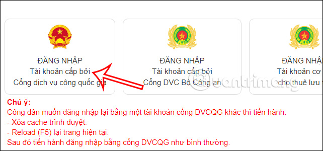 Đăng nhập Cổng Dịch vụ công Bộ Công An