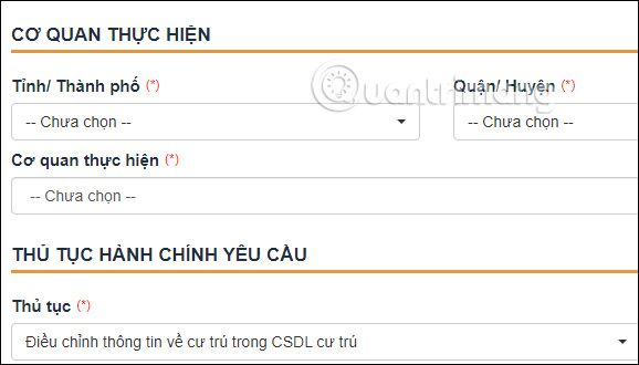 Điều chỉnh thông tin về cư trú trong cơ sở dữ liệu về cư trú