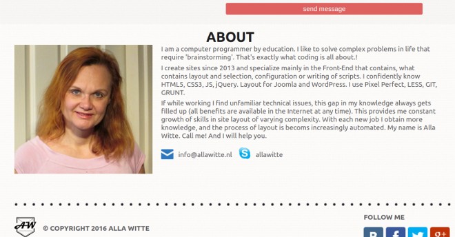 Trang web của Alla Witte năm 2018