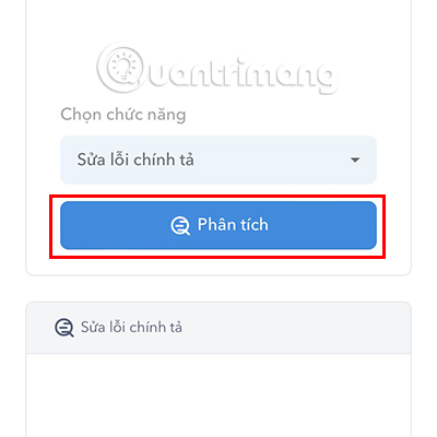 Ấn vào nút Phân tích để tiến hành kiểm tra và sửa lỗi chính tả.