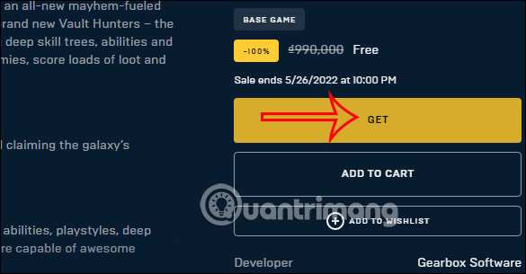 Tải game Borderlands 3 xuống Epic Games