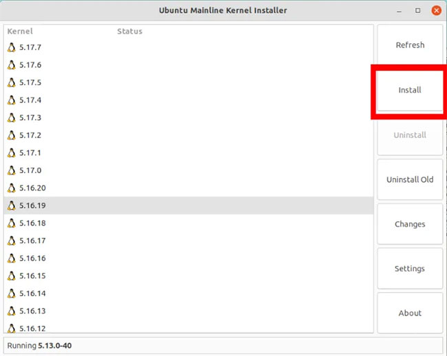 Nhấp vào Install