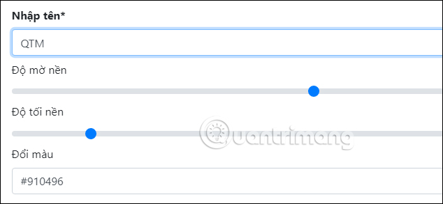 Nhập tên hiện trong hình nền