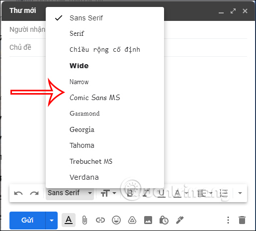 Cách chỉnh phông chữ gmail
