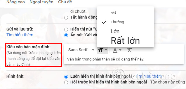 Gmail default text style