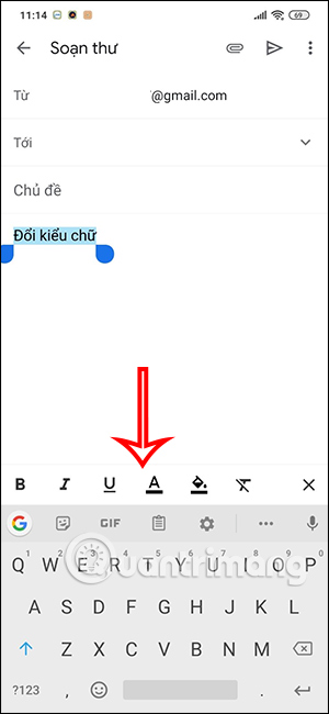 Customize text format on Gmail phone