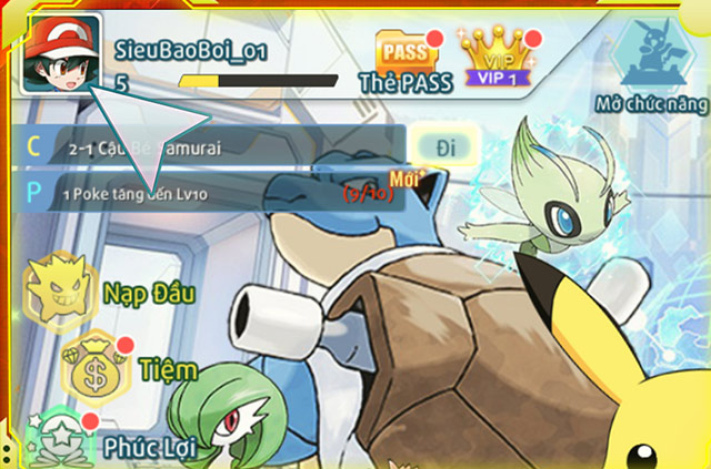 Ấn vào biểu tượng Avatar tại giao diện chính của game.