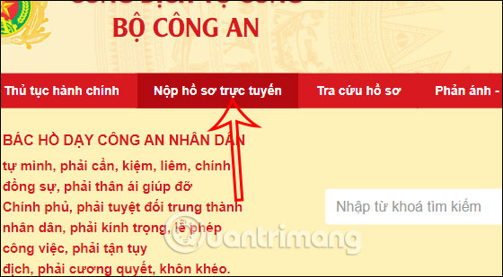 Nộp hồ sơ trên Cổng dịch vụ Công Bộ công an