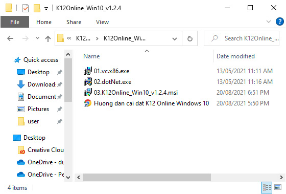 3 file cài đặt K12Online