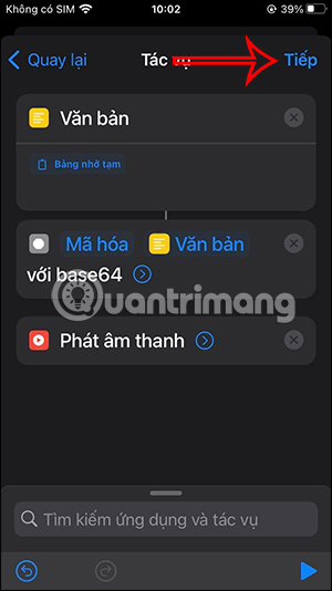 Chọn tác vụ phát âm thanh
