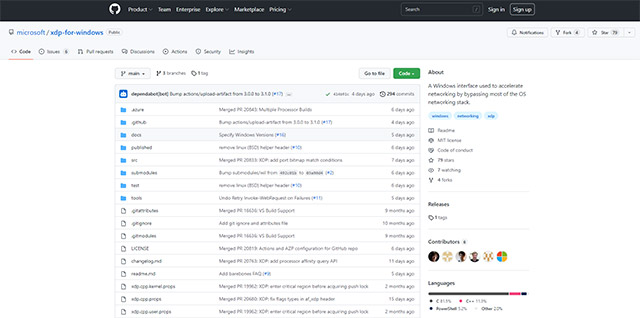 XDP for Windows trên Github
