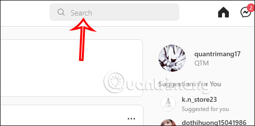 Thanh tìm kiếm Instagram PC
