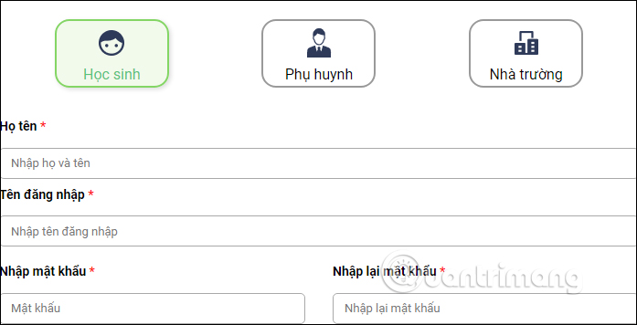 Nhập thông tin đăng ký VioEdu