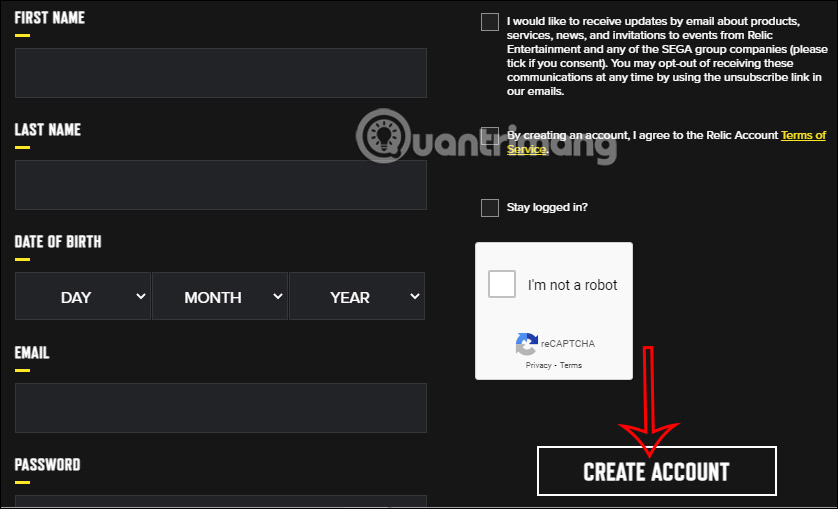 Nhập thông tin tạo tài khoản