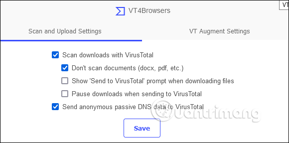 Thiết lập tiện ích VT4Browsers