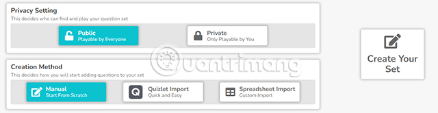 Một số tùy chỉnh khác cho bộ câu hỏi