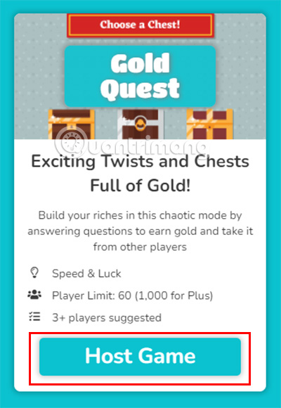 Ấn vào biểu tượng trò chơi để đọc nội dung trò chơi, sau đó chọn Host Game.