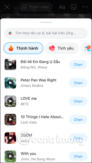 Chủ đề nhạc trên Zalo