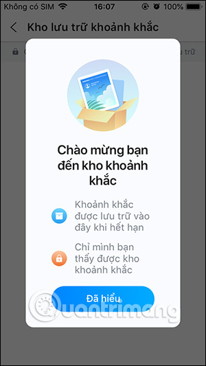 Thông tin kho khoảnh khắc Zalo