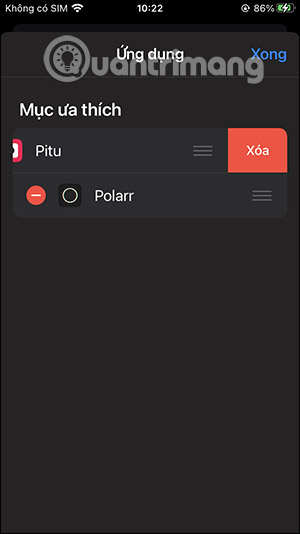 Xóa tiện ích chỉnh sửa iPhone