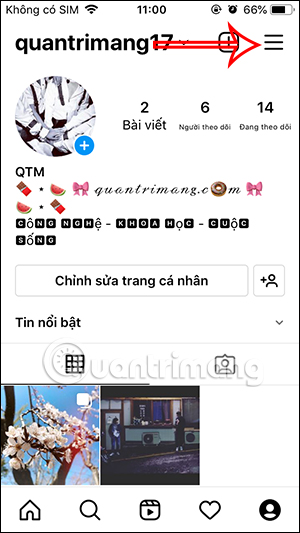 Tùy chọn tài khoản Instagram