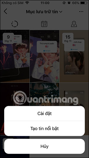 Tùy chỉnh mục lưu trữ tin Instagram