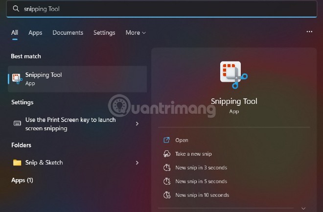 Mở Snipping Tool