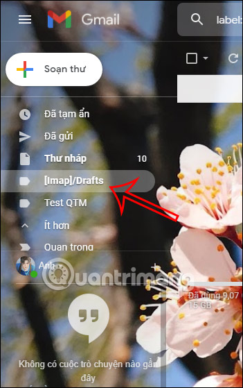 Giao diện menu Gmail