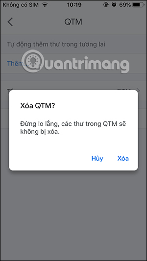 Đồng ý xóa nhãn Gmail trên điện thoại