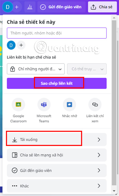 Lưu và chia sẻ thời khóa biểu của bạn