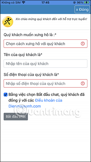 Tư vấn khách hàng online DienMayXanh