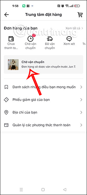 Chọn đơn hàng TikTok Shop muốn hủy