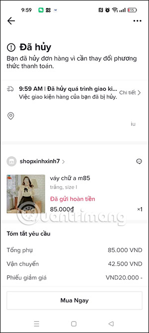 Hủy đơn hàng TikTok Shop