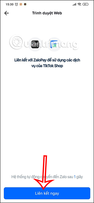 Liên kết ZaloPay trên TikTok Shop