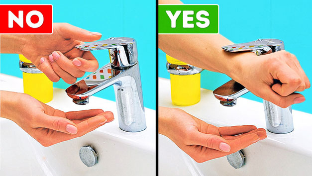 Dùng ngón tay bật tắt vòi nước