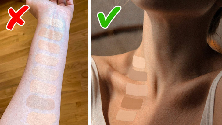 Thử màu kem nền ở cổ tay