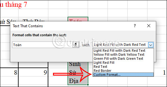 Chỉnh màu trong Excel
