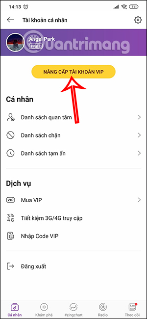 Nâng cấp VIP Zing MP3