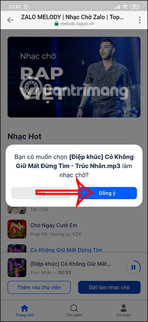 Chọn bài hát làm nhạc chờ Zalo