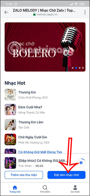 Đặt bài hát làm nhạc chờ Zalo