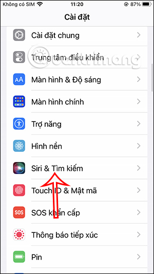 Chọn Siri và Tìm kiếm