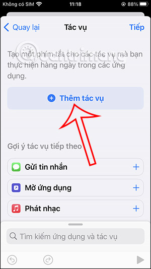 Add actions on Shortcuts