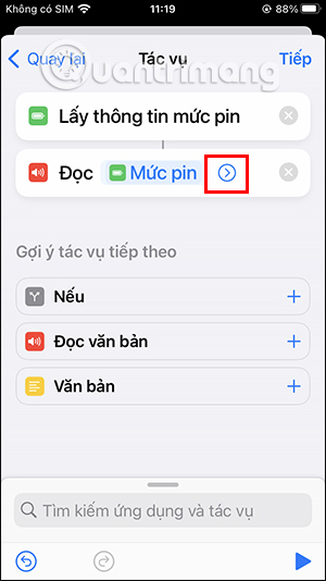 Mở rộng tác vụ đọc mức pin
