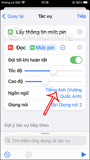 Thay đổi loại ngôn ngữ