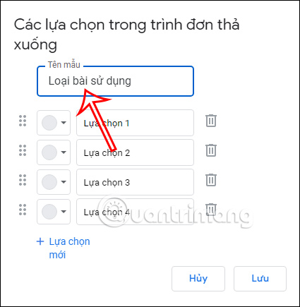 Đặt tên danh sách thả xuống trong Google Docs