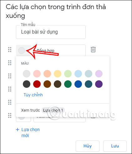 Choose a drop-down list color in Google Docs
