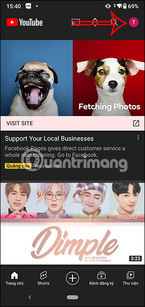Giao diện YouTube Android