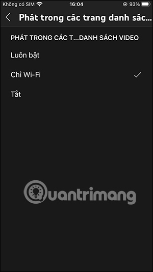 Phát video trong danh sách YouTube