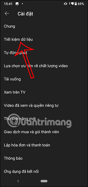 Tiết kiệm dữ liệu trên YouTube Android